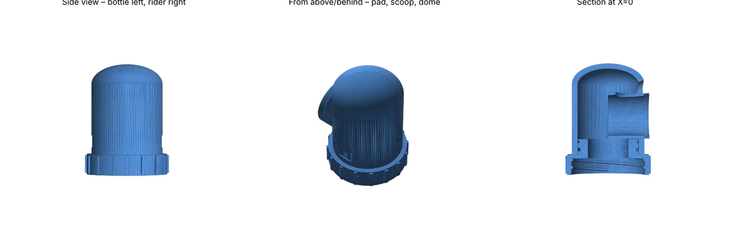 v0.5: domed tail, lay-flat straw channel, flush pad